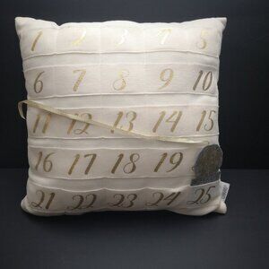25 Day Advent Pillow Canvas Ivory Colored with Gold Tone Print 17"x 17"